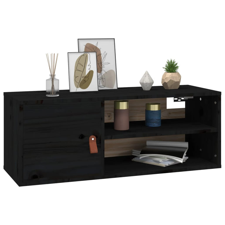 Wandkast 80x30x30 cm massief grenenhout zwart MeubelReus
