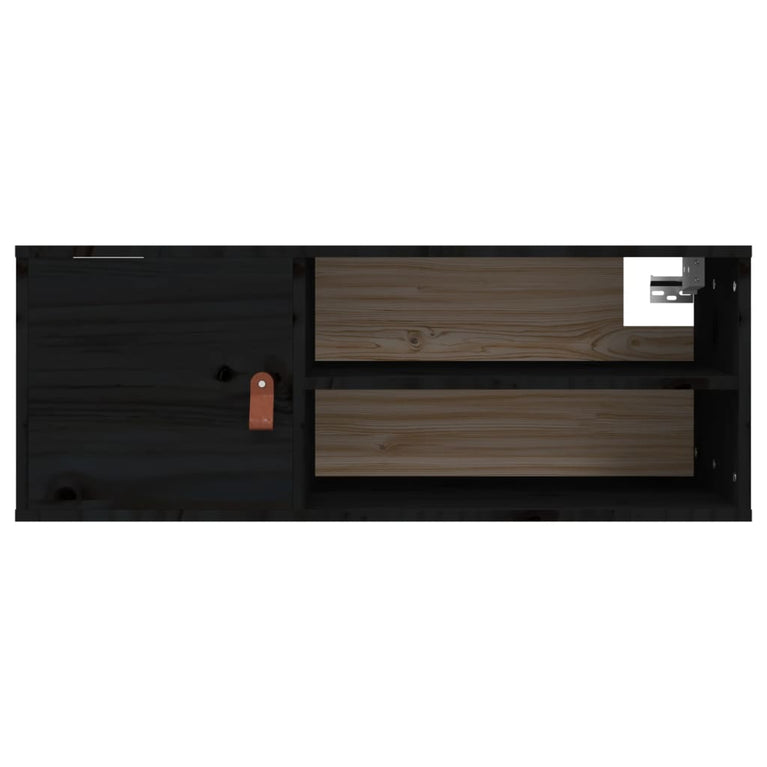 Wandkast 80x30x30 cm massief grenenhout zwart MeubelReus