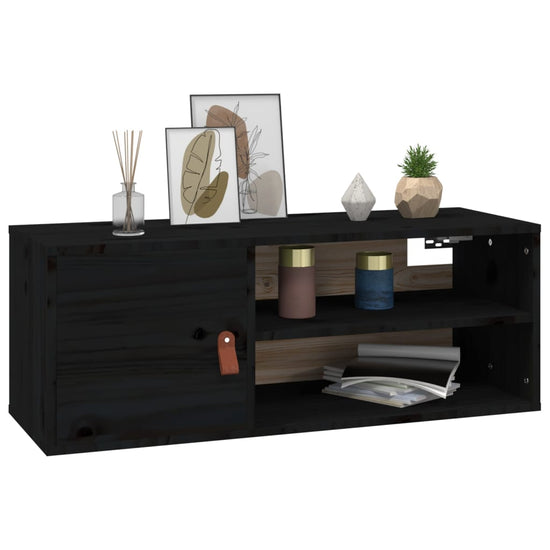 Wandkasten 2 st 80x30x30 cm massief grenenhout zwart MeubelReus