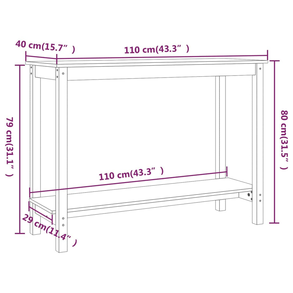 Wandtafel 110x40x80 cm massief grenenhout wit MeubelReus