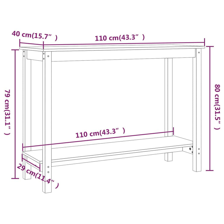 Wandtafel 110x40x80 cm massief grenenhout wit MeubelReus