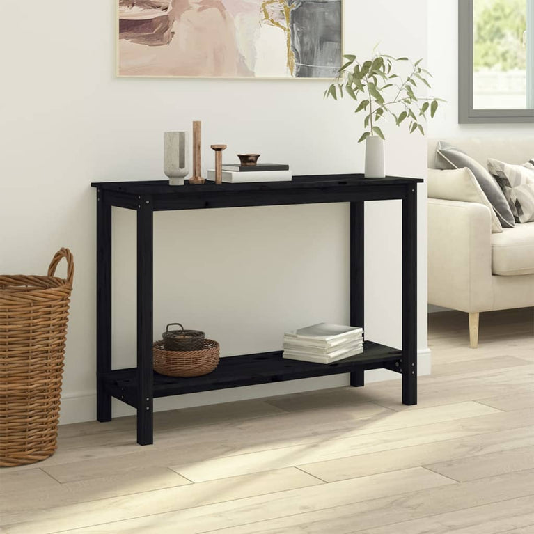 Wandtafel 110x40x80 cm massief grenenhout zwart MeubelReus