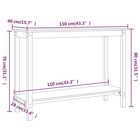 Wandtafel 110x40x80 cm massief grenenhout zwart MeubelReus