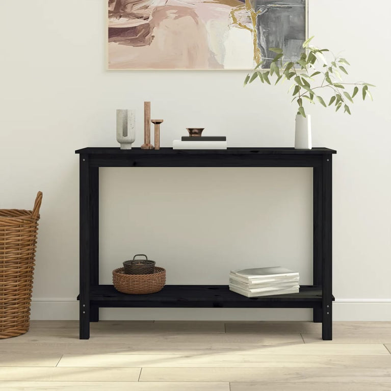 Wandtafel 110x40x80 cm massief grenenhout zwart MeubelReus