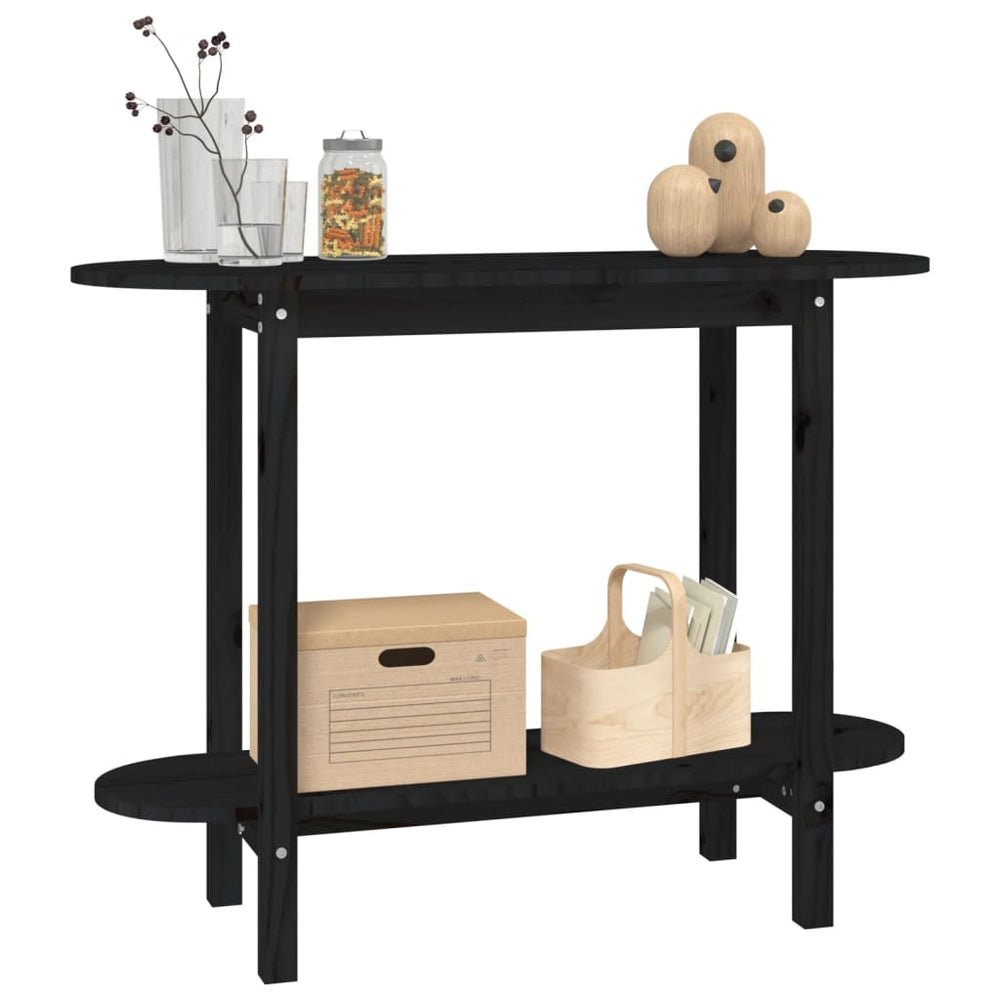 Wandtafel 110x40x80 cm massief grenenhout zwart MeubelReus
