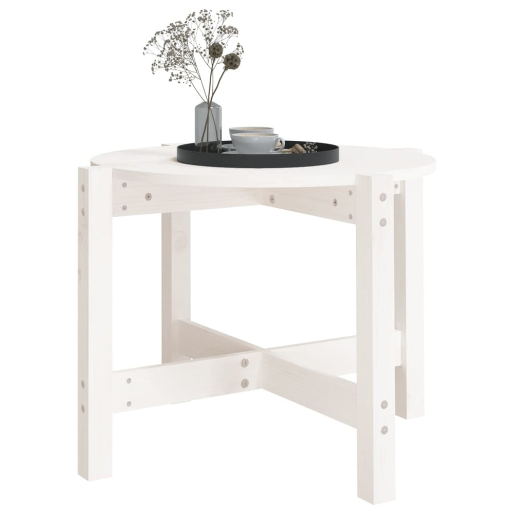 Salontafel Ø62,5x45 cm massief grenenhout wit MeubelReus