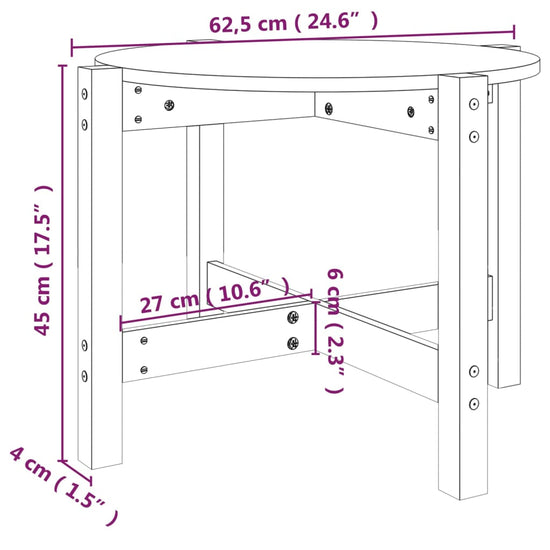 Salontafel Ø62,5x45 cm massief grenenhout wit MeubelReus