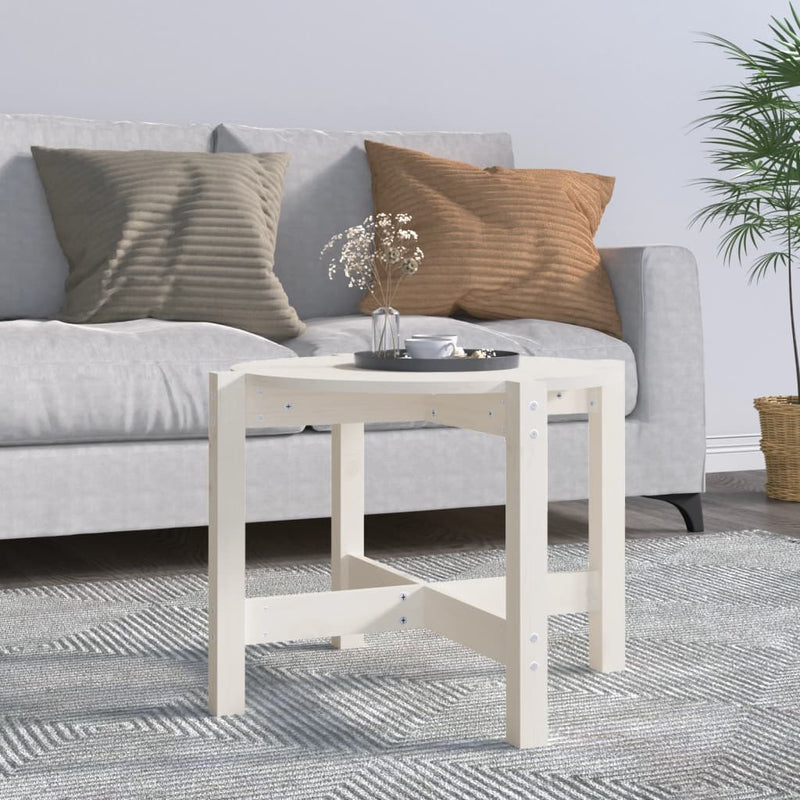 Salontafel Ø62,5x45 cm massief grenenhout wit MeubelReus