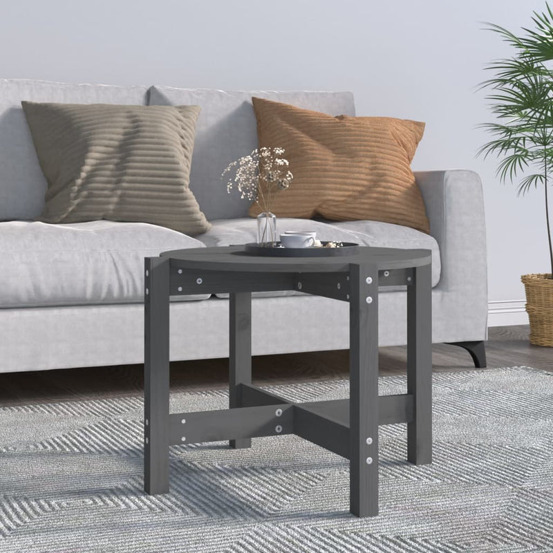 Salontafel Ø 62,5x45 cm massief grenenhout grijs MeubelReus
