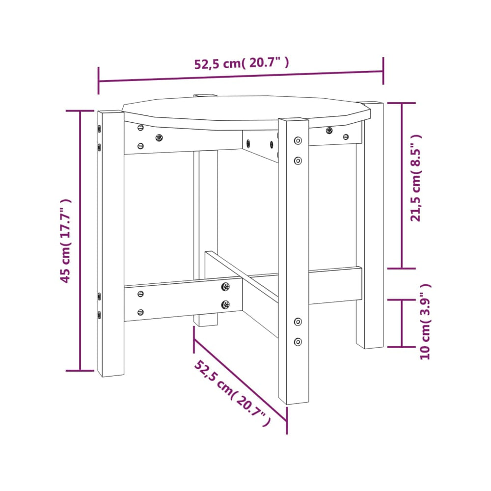 Salontafel Ø 52,5x45 cm massief grenenhout wit MeubelReus