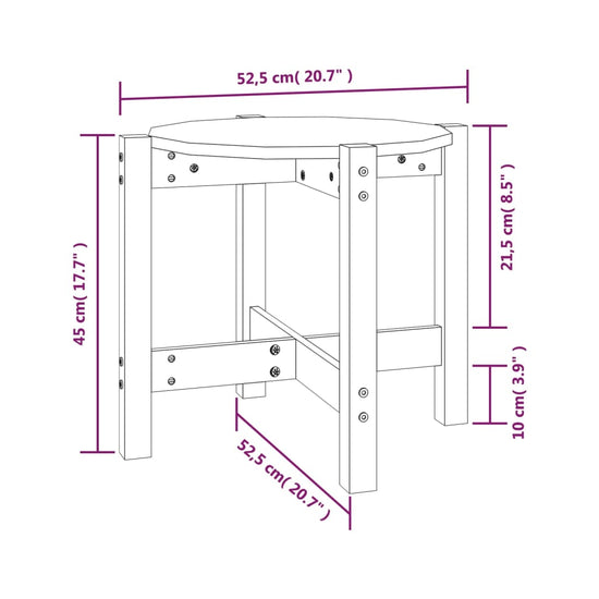 Salontafel Ø 52,5x45 cm massief grenenhout zwart MeubelReus