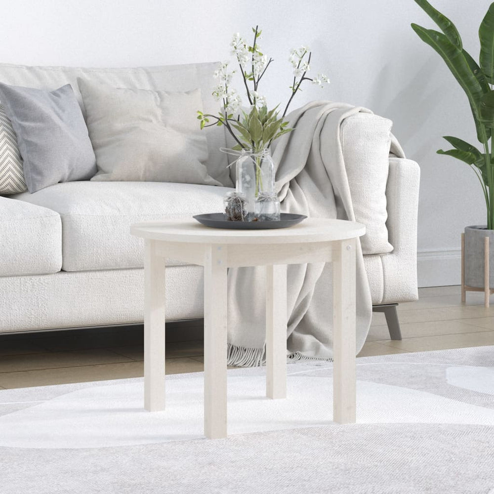 Salontafel Ø 55x45 cm massief grenenhout wit MeubelReus
