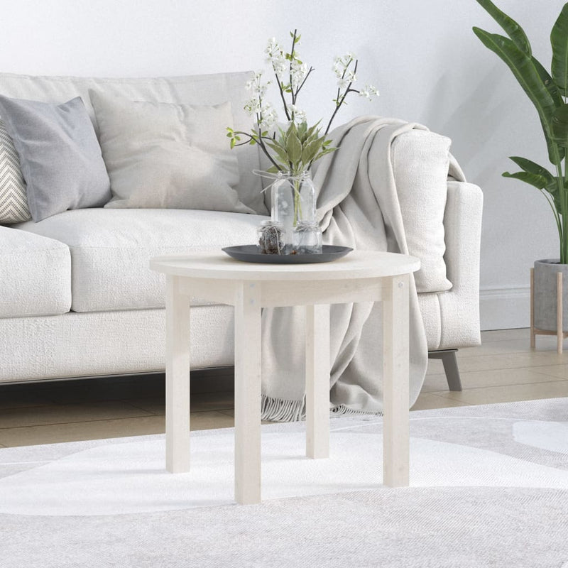 Salontafel Ø 55x45 cm massief grenenhout wit MeubelReus
