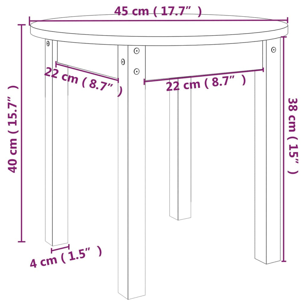 Salontafel Ø 45x40 cm massief grenenhout MeubelReus