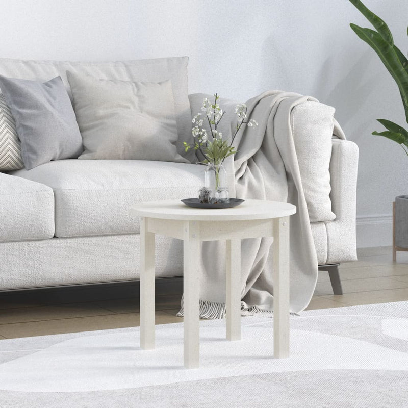 Salontafel Ø 45x40 cm massief grenenhout wit MeubelReus
