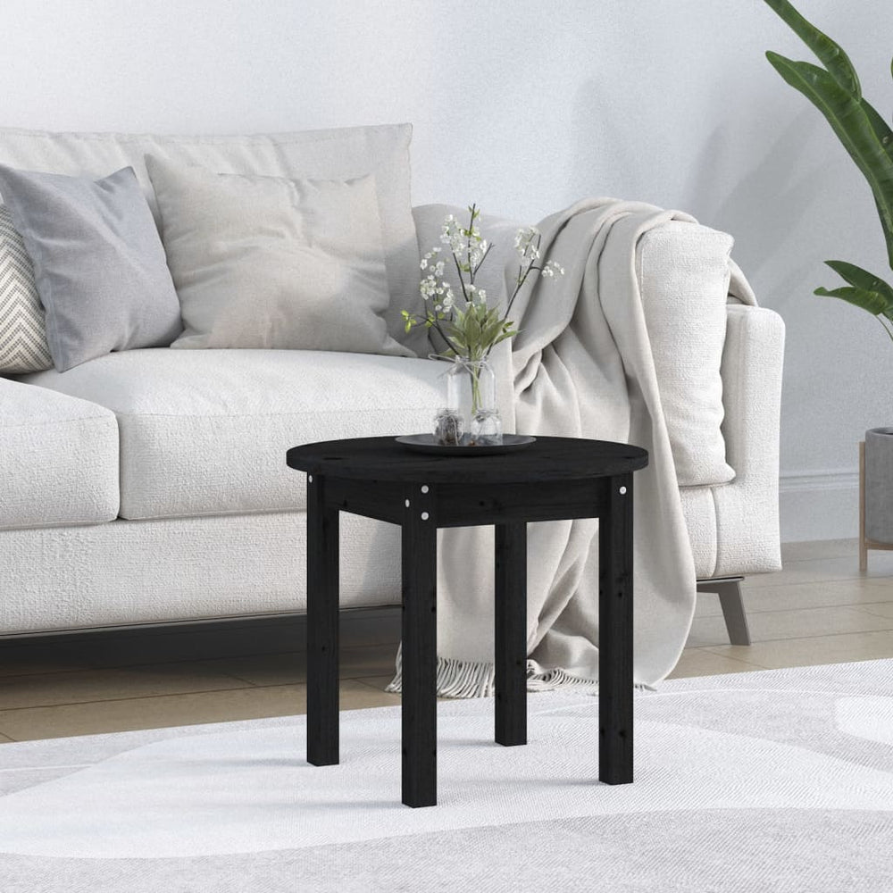 Salontafel Ø 45x40 cm massief grenenhout zwart MeubelReus