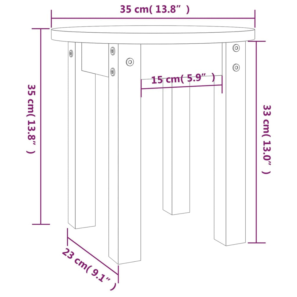 Salontafel Ø 35x35 cm massief grenenhout wit MeubelReus