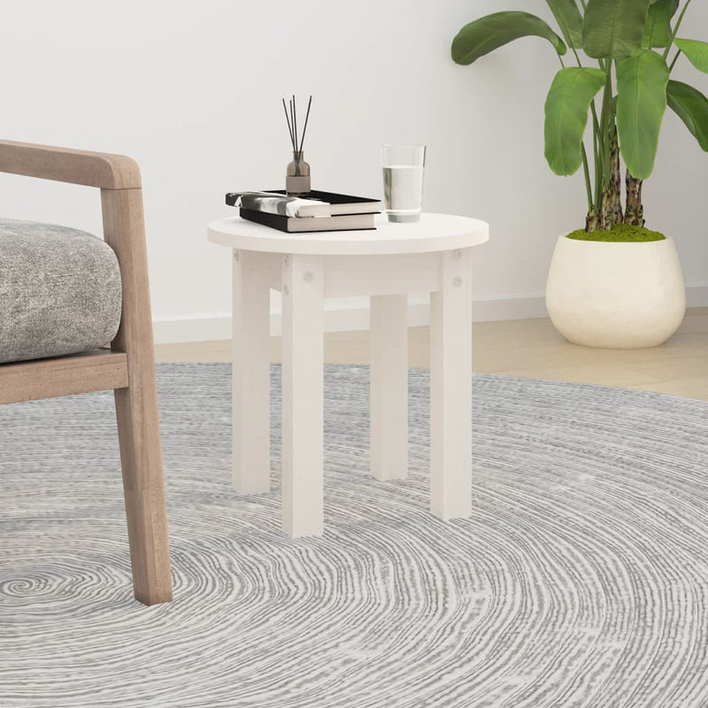 Salontafel Ø 35x35 cm massief grenenhout wit MeubelReus