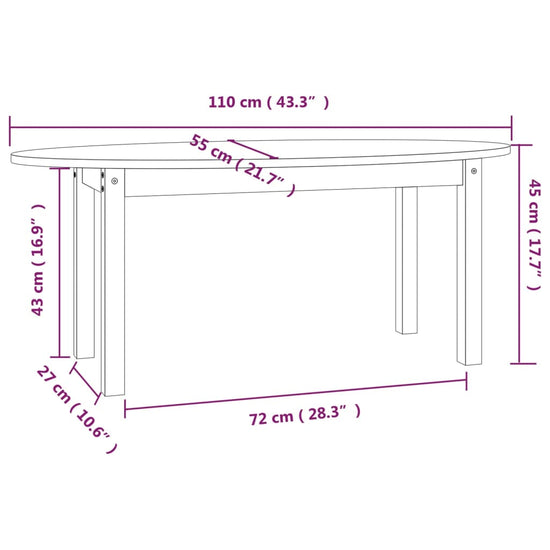 Salontafel 110x55x45 cm massief grenenhout wit MeubelReus