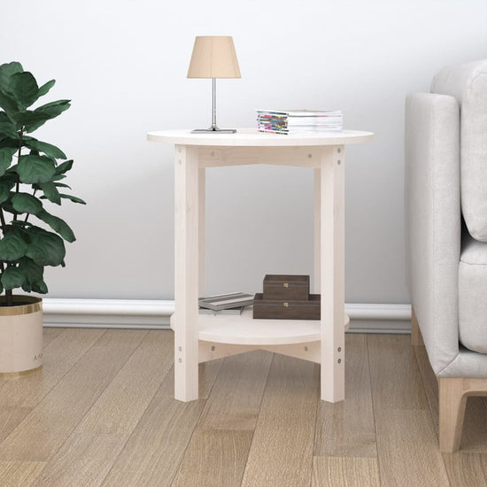 Salontafel Ø 55x60 cm massief grenenhout wit MeubelReus