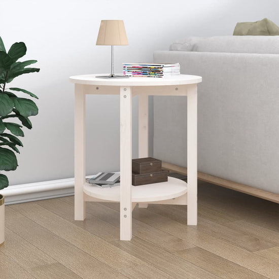 Salontafel Ø 55x60 cm massief grenenhout wit MeubelReus