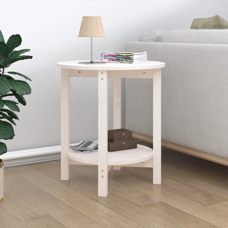 Salontafel Ø 55x60 cm massief grenenhout wit MeubelReus