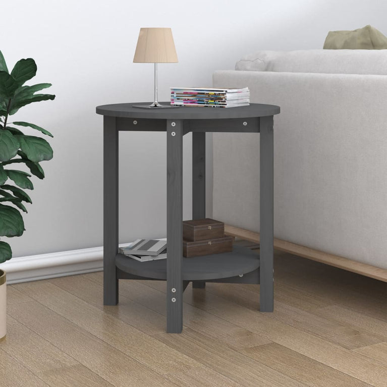 Salontafel Ø 55x60 cm massief grenenhout grijs MeubelReus