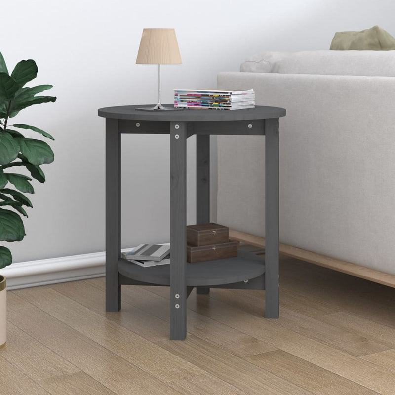 Salontafel Ø 55x60 cm massief grenenhout grijs MeubelReus
