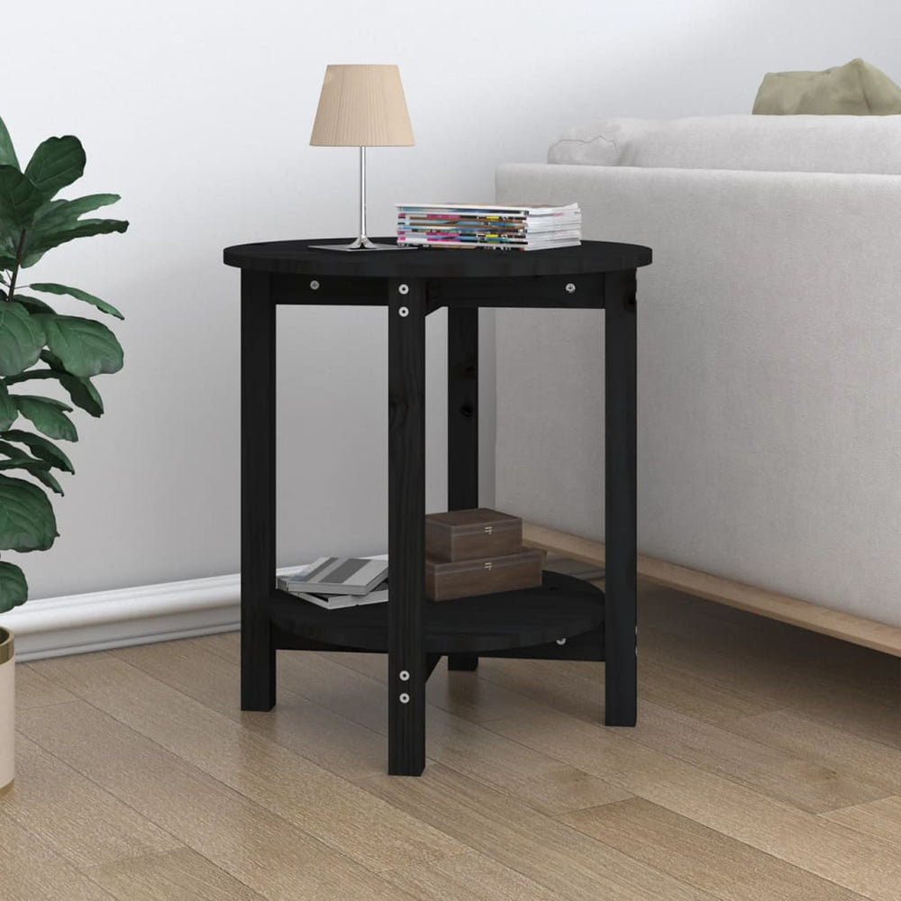 Salontafel Ø 55x60 cm massief grenenhout zwart MeubelReus