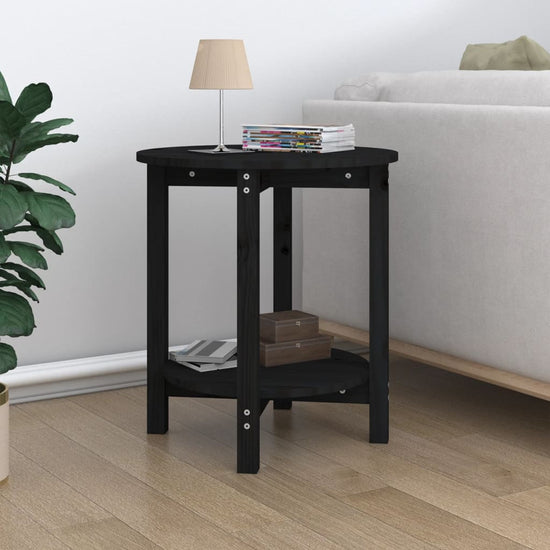 Salontafel Ø 55x60 cm massief grenenhout zwart MeubelReus