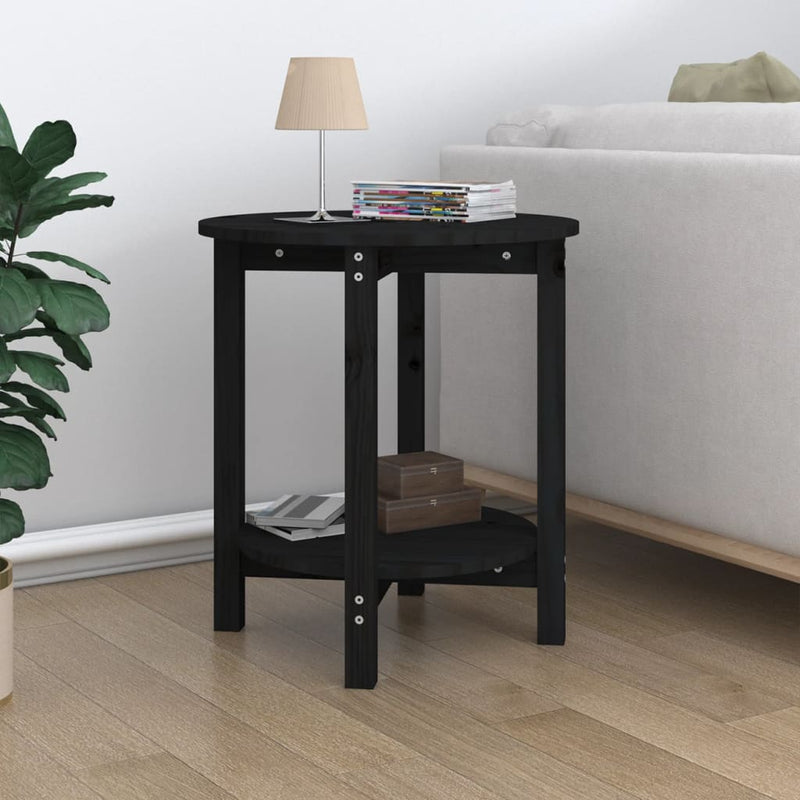 Salontafel Ø 55x60 cm massief grenenhout zwart MeubelReus