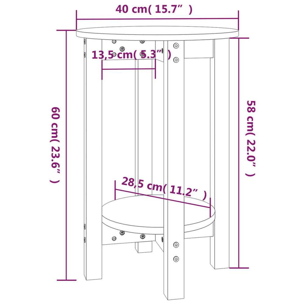 Salontafel Ø 40x60 cm massief grenenhout MeubelReus