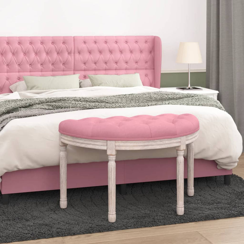 Bankje 81,5x41x49 cm fluweel roze MeubelReus