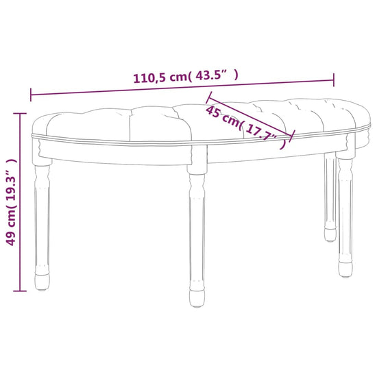 Bankje 110,5x45x49 cm fluweel lichtgrijs MeubelReus