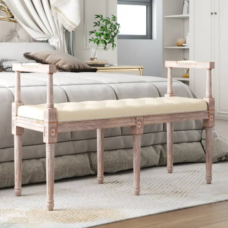Bankje 110x40x70 cm linnen beige MeubelReus