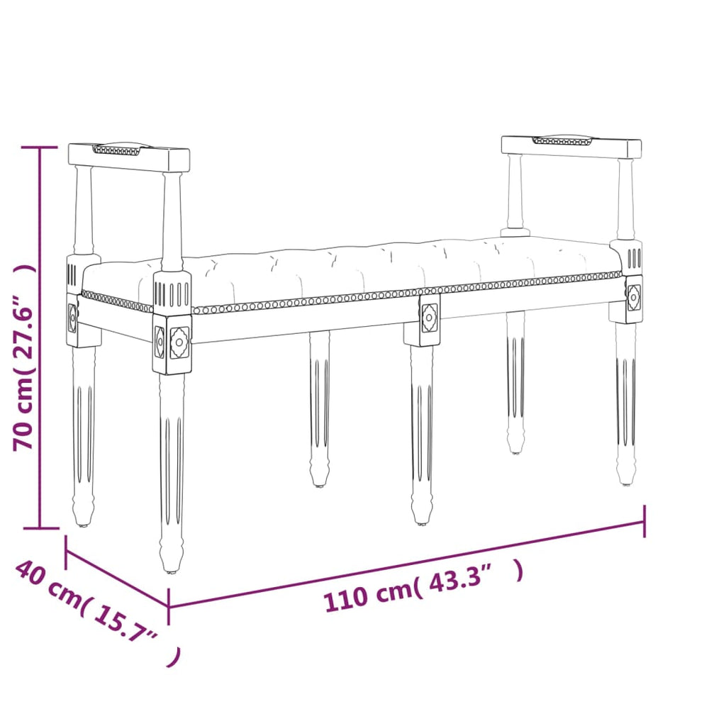Bankje 110x40x70 cm fluweel donkergrijs MeubelReus