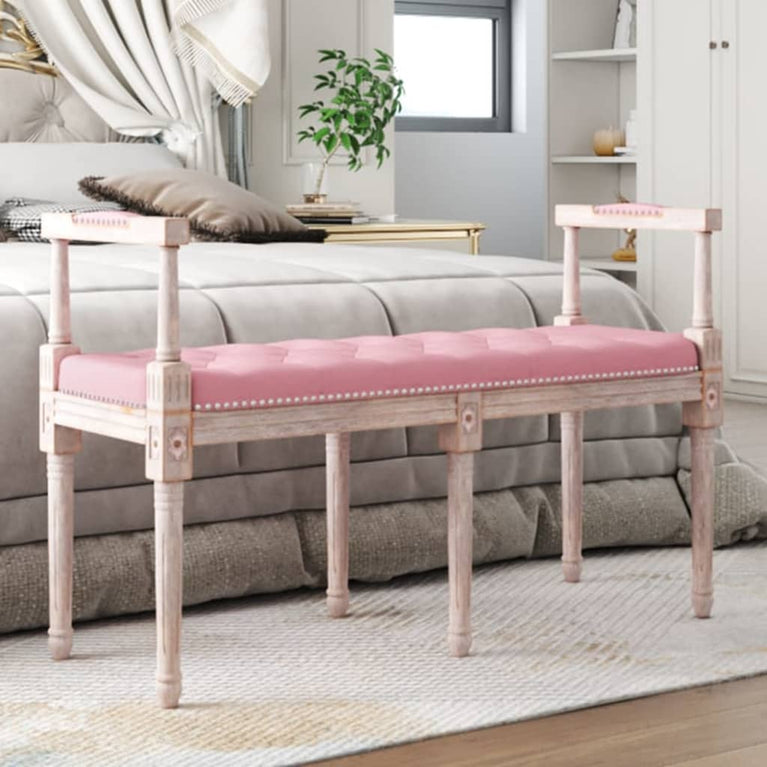 Bankje 110x40x70 cm fluweel roze MeubelReus