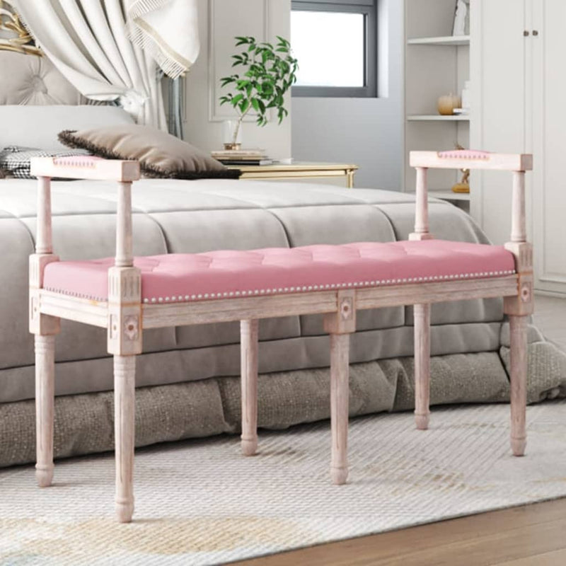Bankje 110x40x70 cm fluweel roze MeubelReus