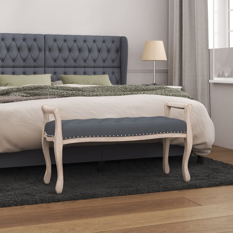 Bankje 110x45x60 cm fluweel donkergrijs MeubelReus