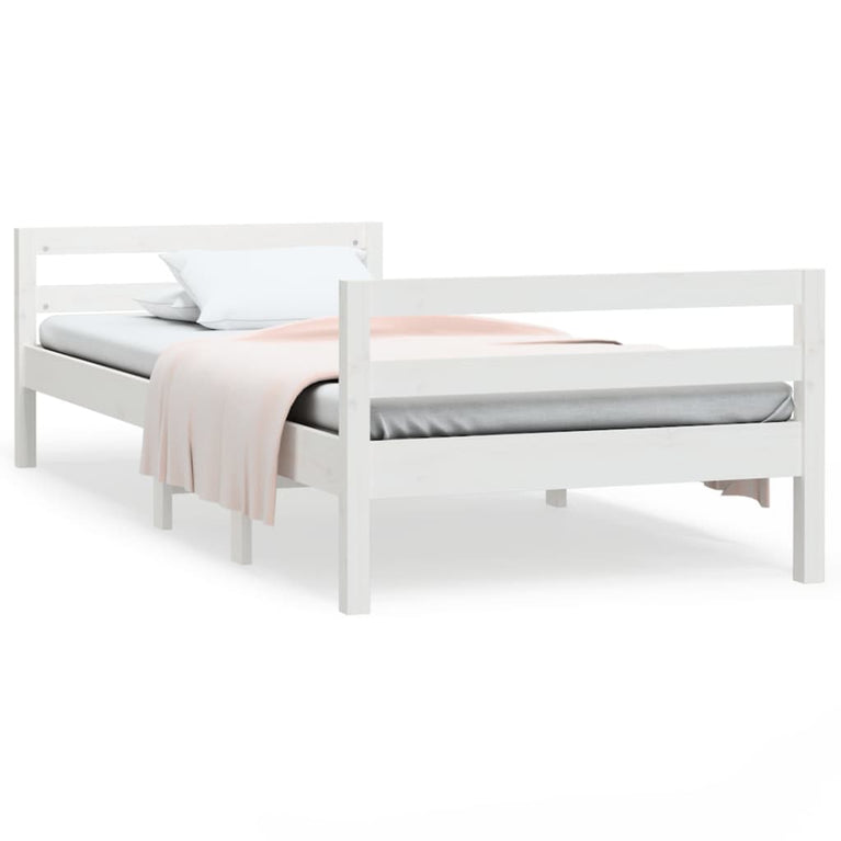 Bedframe massief grenenhout wit 80x200 cm
