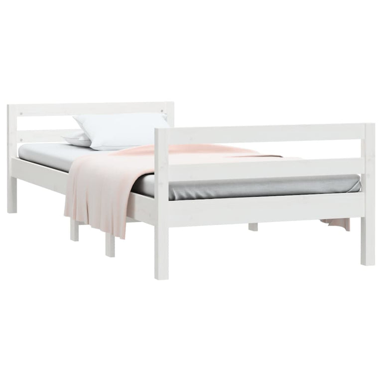 Bedframe massief grenenhout wit 80x200 cm