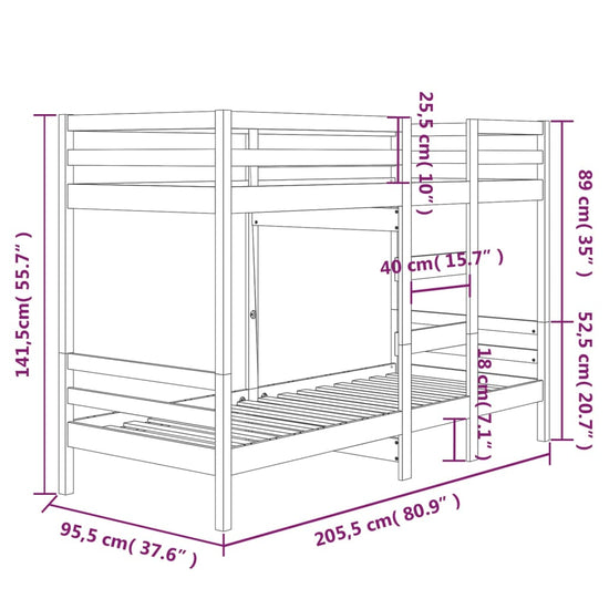 Stapelbed massief grenenhout wit 90x200 cm MeubelReus