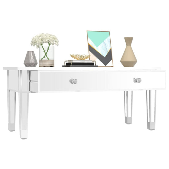 Salontafel gespiegeld 106x45x45 cm bewerkt hout en glas MeubelReus
