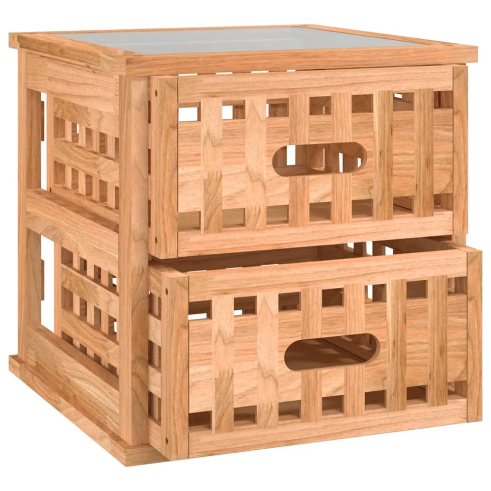 Nachtkastje 34x34x34 cm massief walnotenhout MeubelReus