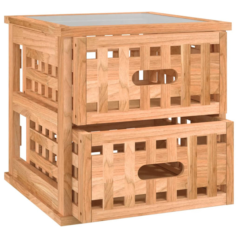 Nachtkastje 34x34x34 cm massief walnotenhout MeubelReus