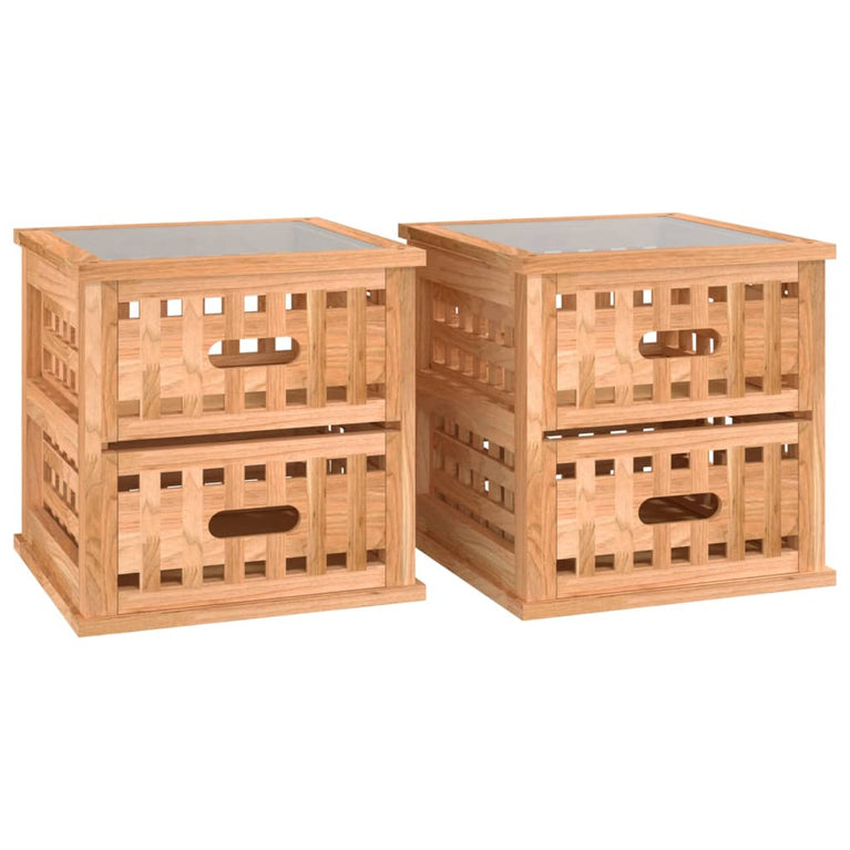 Nachtkastjes 2 st 34x34x34 cm massief walnotenhout MeubelReus