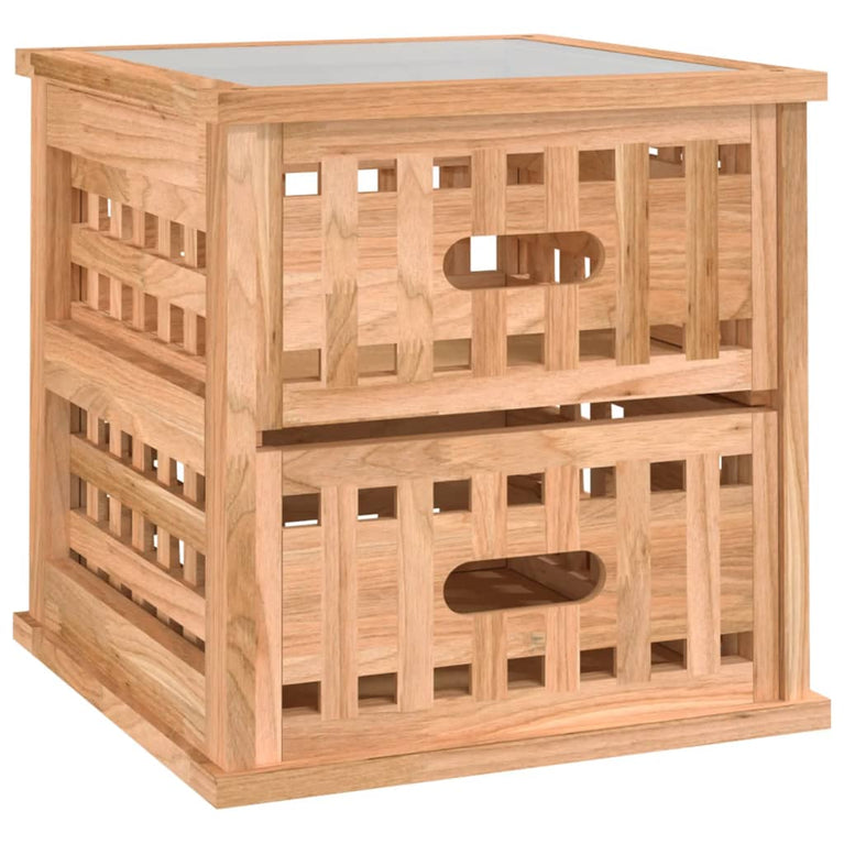 Nachtkastjes 2 st 34x34x34 cm massief walnotenhout MeubelReus