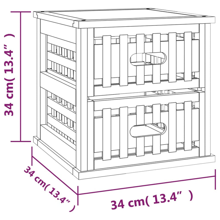 Nachtkastjes 2 st 34x34x34 cm massief walnotenhout MeubelReus