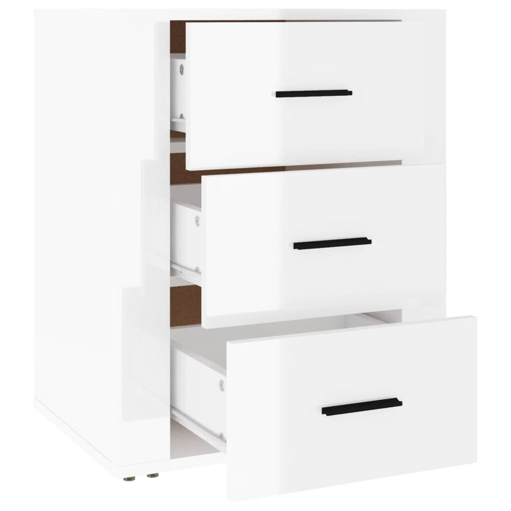Nachtkastje 50x36x60 cm bewerkt hout hoogglans wit MeubelReus