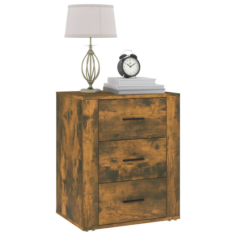 Nachtkastje 50x36x60 cm bewerkt hout gerookt eikenkleurig MeubelReus